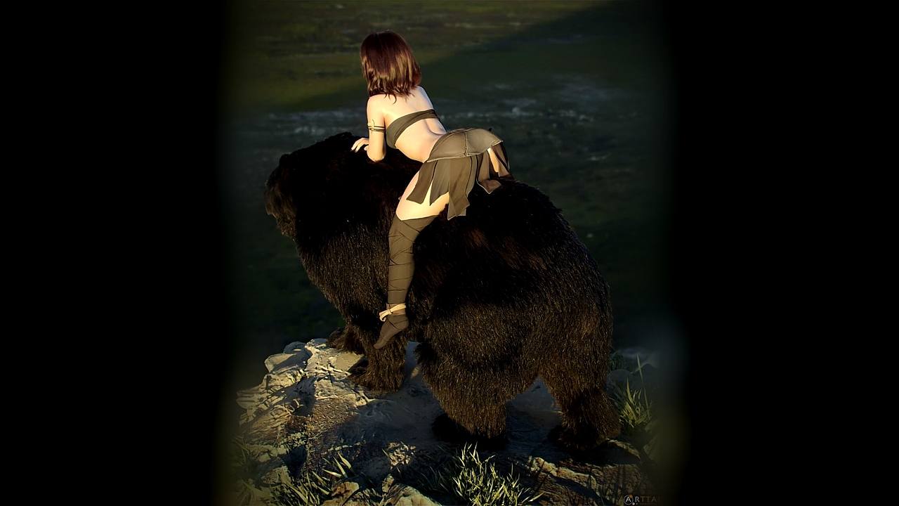 девушка на медведе